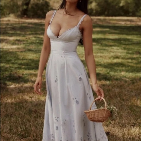 House of CB Dresses & Skirts - House of CB TATIANA Bluebell Lace + Cotton Broderie Anglais Midi Sundress NWT